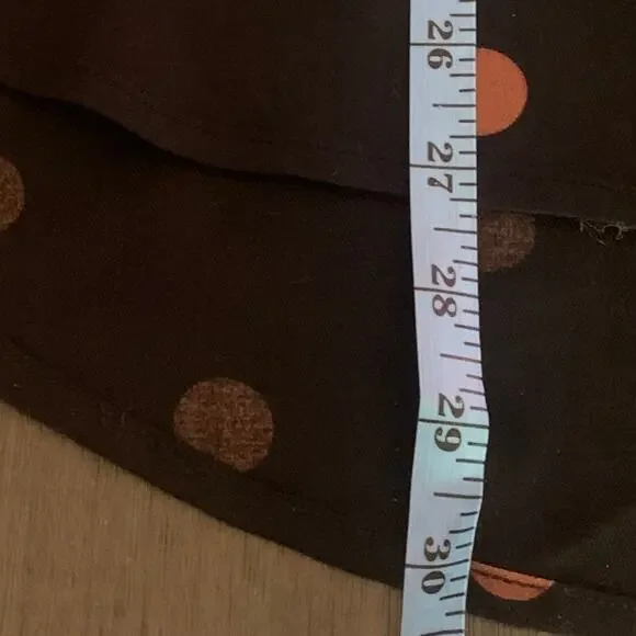 Loft Black with Tan Polka Dots Long Sleeve Collared Blouse Oversized Small - Picture 10 of 10